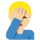 单手捂脸的男人:中等浅肤色emoji素材一 160x160像素
