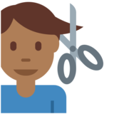 男士理发:中等深色肤色emoji素材一 160x160像素