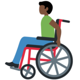 坐在手动轮椅上的男人:深色肤色emoji素材一 160x160像素