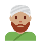 戴头巾的男士:中等肤色emoji素材一 160x160像素