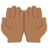 掌心向上:中黑肤色emoji素材一 160x160像素