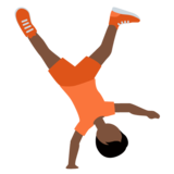 侧手翻的人:深色肤色emoji素材一 160x160像素