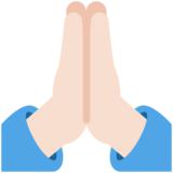双手合十、祈祷的手:浅肤色emoji素材一 160x160像素