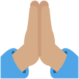 双手合十、祈祷的手:中等肤色emoji素材一 160x160像素