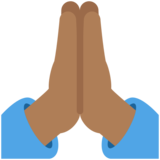 双手合十、祈祷的手:中等深色肤色emoji素材一 160x160像素