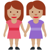 女性牵手:中等肤色emoji素材一 160x160像素