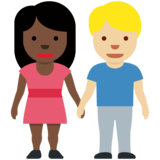男女牵手:深色肤色,中浅肤色emoji素材一 160x160像素