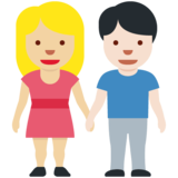 男女牵手:中浅肤色,浅肤色emoji素材一 160x160像素