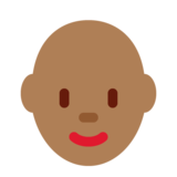 女性:中黑肤色,秃顶emoji素材一 160x160像素