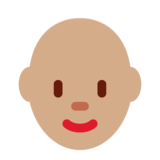 女性:中等肤色,秃顶emoji素材一 160x160像素