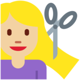 女士理发:中等浅肤色emoji素材一 160x160像素