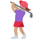 女子高尔夫:中等肤色emoji素材一 160x160像素