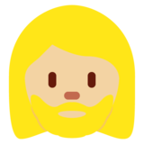 有络腮胡子的女人: 中等-浅肤色emoji素材一 160x160像素