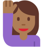 举手的女人:中等深色肤色emoji素材一 160x160像素