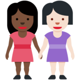 女性牵手:深色肤色,浅色肤色emoji素材一 160x160像素