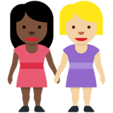 女性牵手:深色肤色,中浅肤色emoji素材一 160x160像素