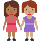 女性牵手:中深色肤色,中肤色emoji素材一 160x160像素