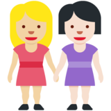 女性牵手:中浅肤色,浅肤色emoji素材一 160x160像素
