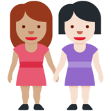 女性牵手:中等肤色,浅肤色emoji素材一 160x160像素