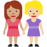 女性牵手:中等肤色,中等肤色emoji素材一 160x160像素