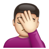 单手捂脸的人:浅肤色emoji素材一 160x160像素