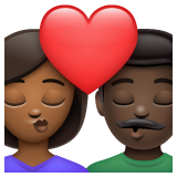 亲吻: 女人男人中等-深肤色较深肤色emoji素材一 160x160像素