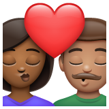 亲吻: 女人男人中等-深肤色中等肤色emoji素材一 160x160像素