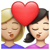亲吻: 女人女人中等-浅肤色较浅肤色emoji素材一 160x160像素