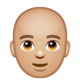 男士:中浅肤色,秃顶emoji素材一 160x160像素