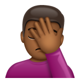 单手捂脸的男人:中等深色肤色emoji素材一 160x160像素