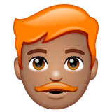 男士:中等肤色,红发emoji素材一 160x160像素