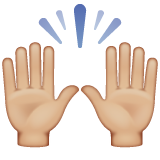 举起手：中等浅肤色emoji素材一 160x160像素