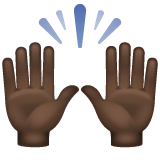 举起手:深色肤色emoji素材一 160x160像素