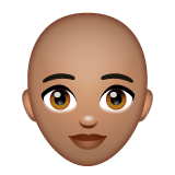 女性:中等肤色,秃顶emoji素材一 160x160像素