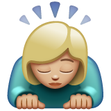 女性鞠躬:中等浅肤色emoji素材一 160x160像素