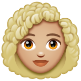女性:中浅肤色,卷发emoji素材一 160x160像素