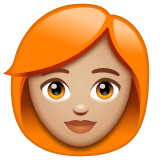 女性:中浅肤色,红发emoji素材一 160x160像素