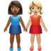苹果系统里的女性牵手:中暗肤色,中浅肤色emoji表情
