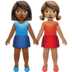 苹果系统里的女性牵手:中深色肤色,中肤色emoji表情