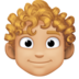 Facebook上的男士：中浅肤色，卷发emoji表情