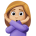 Facebook上的打“不”手势的女人：中等浅肤色emoji表情