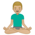 安卓系统里的打坐的男人：中浅肤色emoji表情