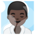 安卓系统里的潮湿房间里的男人：深色肤色emoji表情