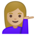 安卓系统里的单手举起的女人:中等浅肤色emoji表情