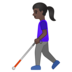 安卓系统里的拿拐杖的女人:深色肤色emoji表情