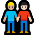 Windows系统里的男士牵手:中浅肤色,浅肤色emoji表情