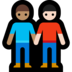 Windows系统里的男士牵手:中等肤色,浅肤色emoji表情