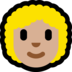 Windows系统里的女性:中浅肤色,卷发emoji表情