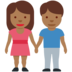 Twitter里的男女牵手：中深色肤色emoji表情