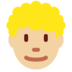 Twitter里的男士：中浅肤色，卷发emoji表情